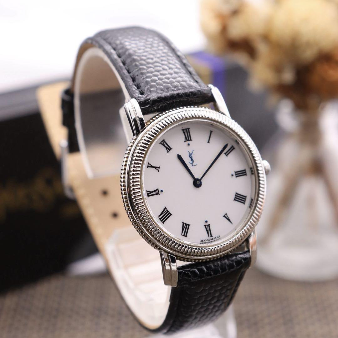 Saint Laurent Quartz Watch Wristwatch YSL Cassandra Silver Women's Auth