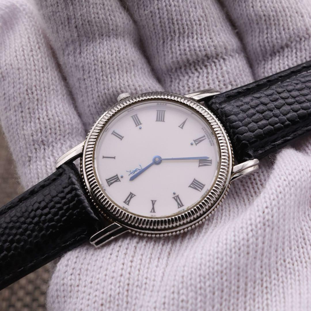 Saint Laurent Quartz Watch Wristwatch YSL Cassandra Silver Women's Auth