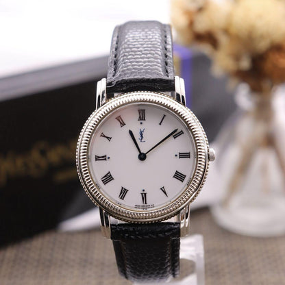 Saint Laurent Quartz Watch Wristwatch YSL Cassandra Silver Women's Auth