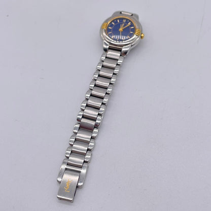 Saint Laurent Quartz Watch Wristwatch YSL Cassandra Navy Gold Women's Auth
