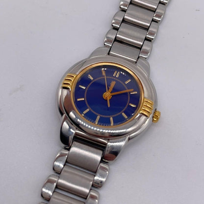 Saint Laurent Quartz Watch Wristwatch YSL Cassandra Navy Gold Women's Auth