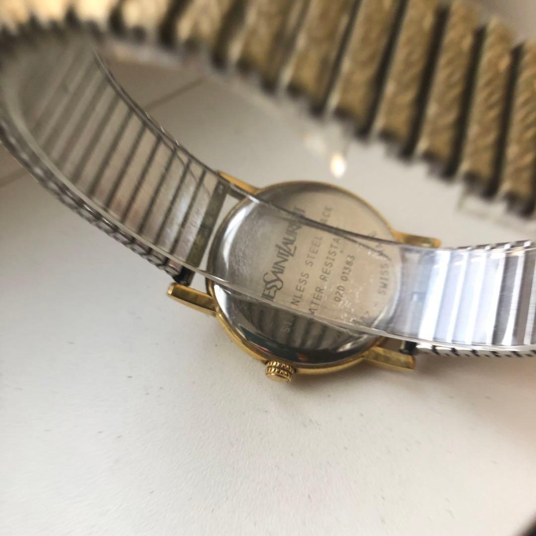 Saint Laurent Quartz Watch Wristwatch YSL Cassandra Gold White Women's Auth