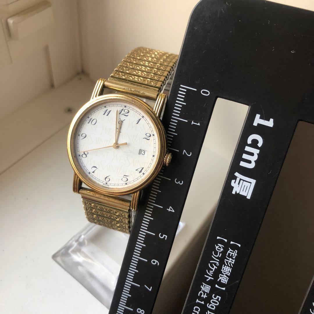 Saint Laurent Quartz Watch Wristwatch YSL Cassandra Gold White Women's Auth