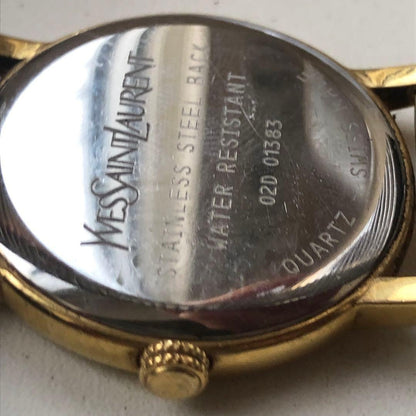 Saint Laurent Quartz Watch Wristwatch YSL Cassandra Gold White Women's Auth