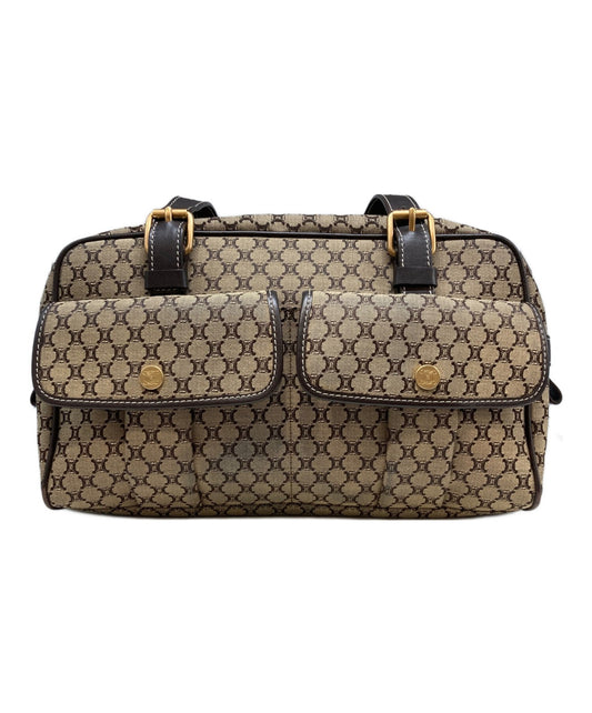 CELINE Hand Bag Tote Purse Macadam Brown Beige Authentic