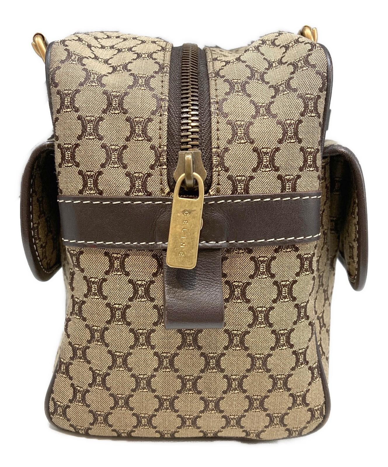 CELINE Hand Bag Tote Purse Macadam Brown Beige Authentic