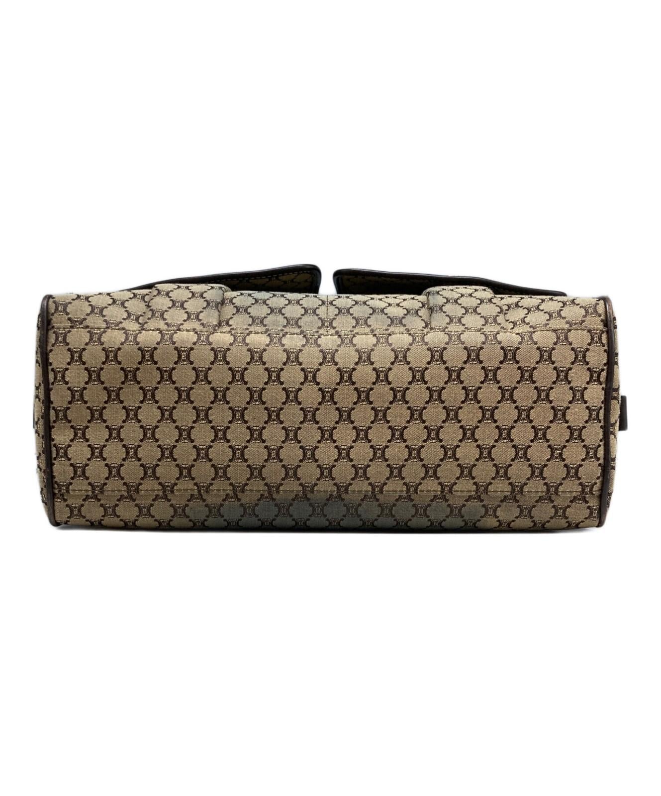 CELINE Hand Bag Tote Purse Macadam Brown Beige Authentic