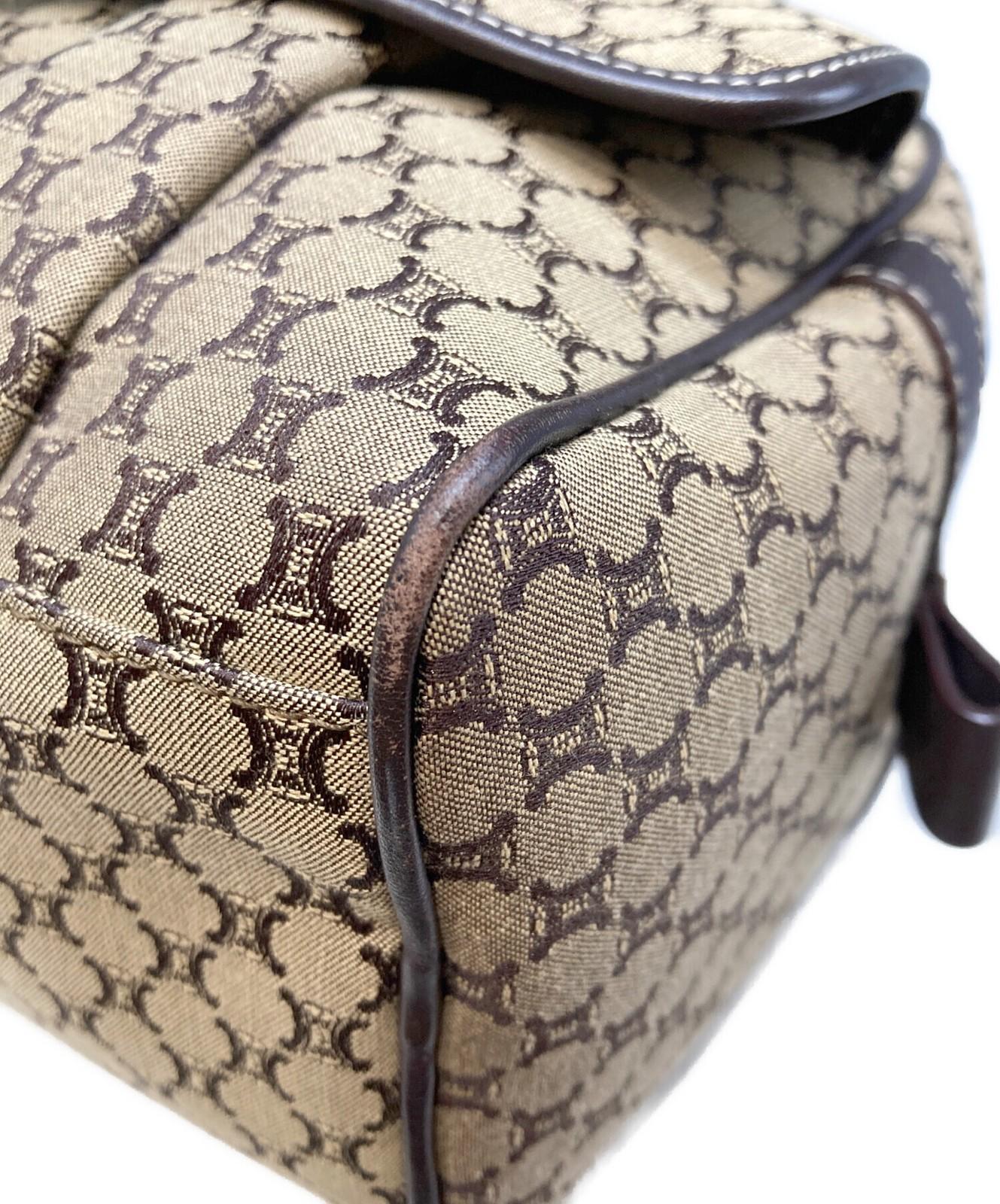 CELINE Hand Bag Tote Purse Macadam Brown Beige Authentic