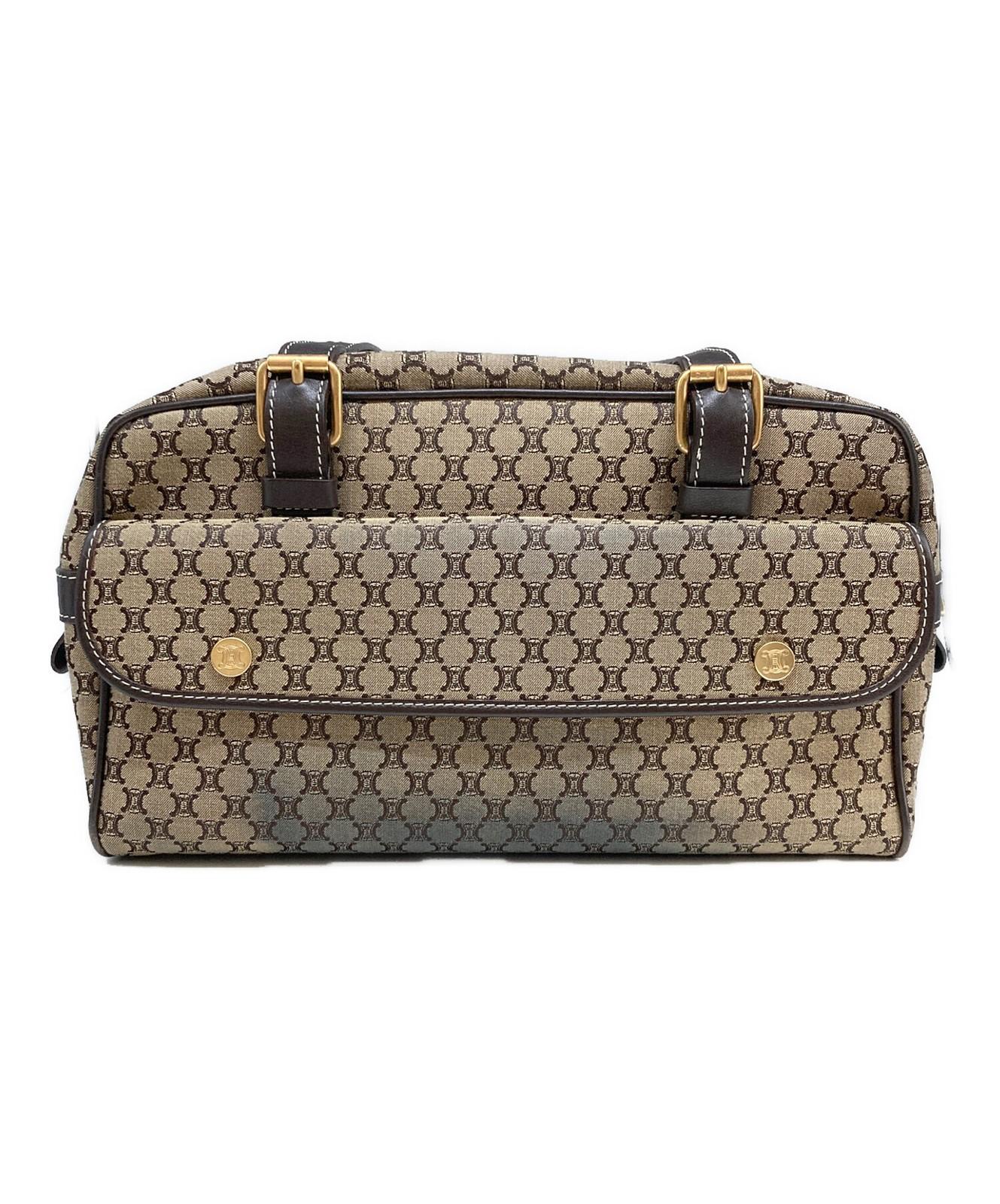 CELINE Hand Bag Tote Purse Macadam Brown Beige Authentic