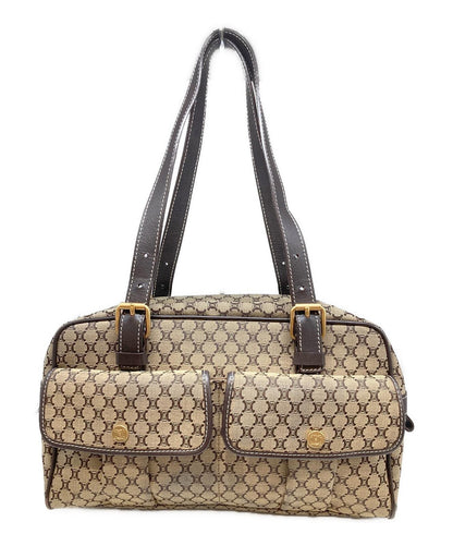 CELINE Hand Bag Tote Purse Macadam Brown Beige Authentic