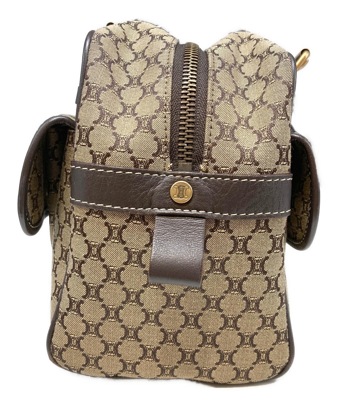 CELINE Hand Bag Tote Purse Macadam Brown Beige Authentic