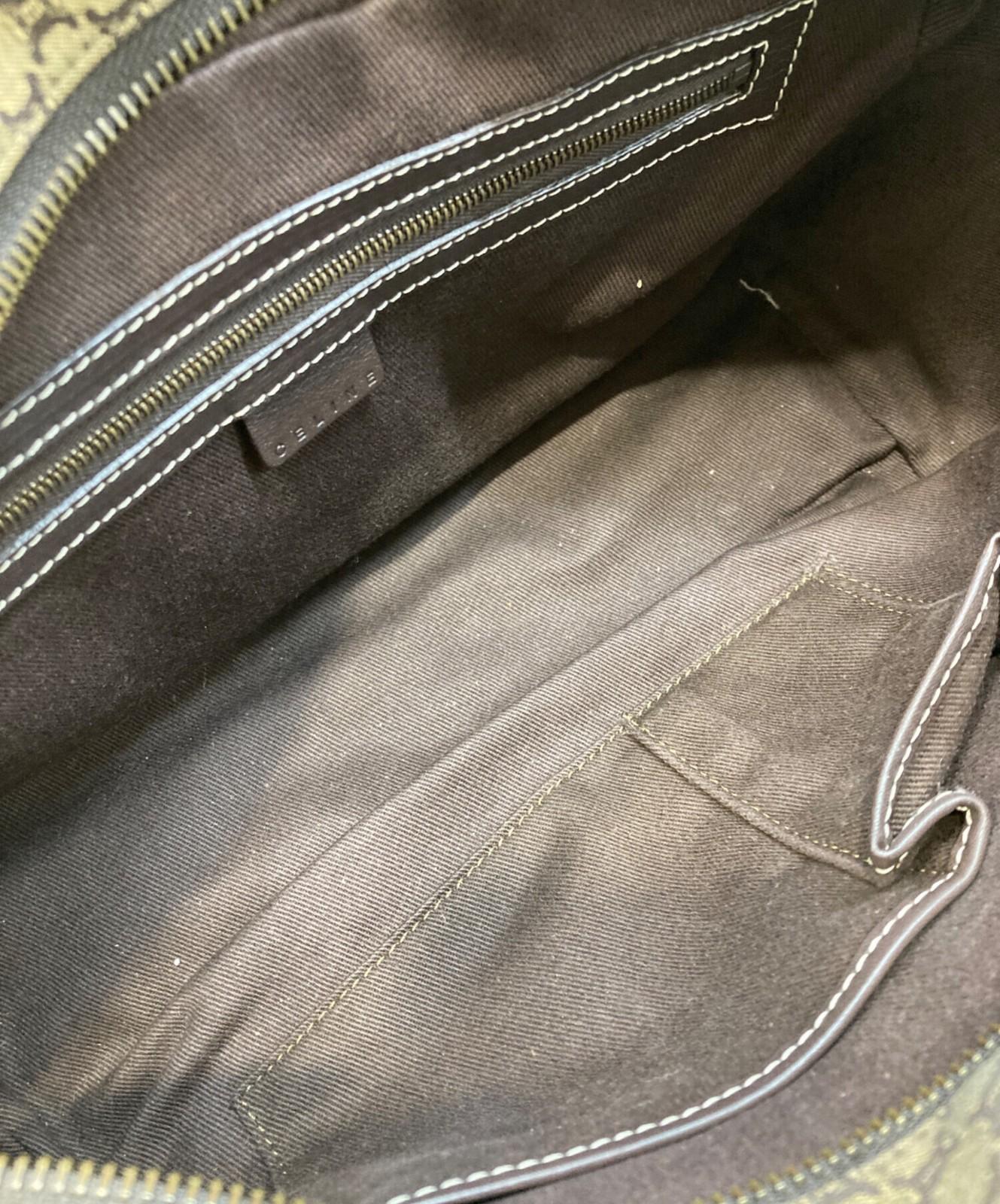 CELINE Hand Bag Tote Purse Macadam Brown Beige Authentic