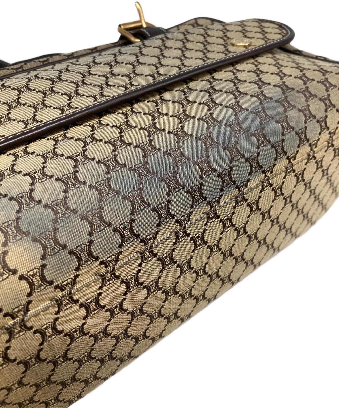 CELINE Hand Bag Tote Purse Macadam Brown Beige Authentic