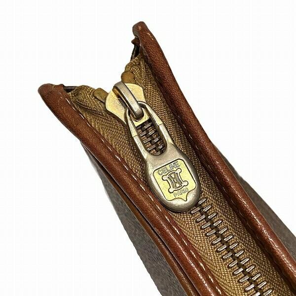 CELINE Clutch Bag Second Bag Macadam PVC Leather Brown Authentic