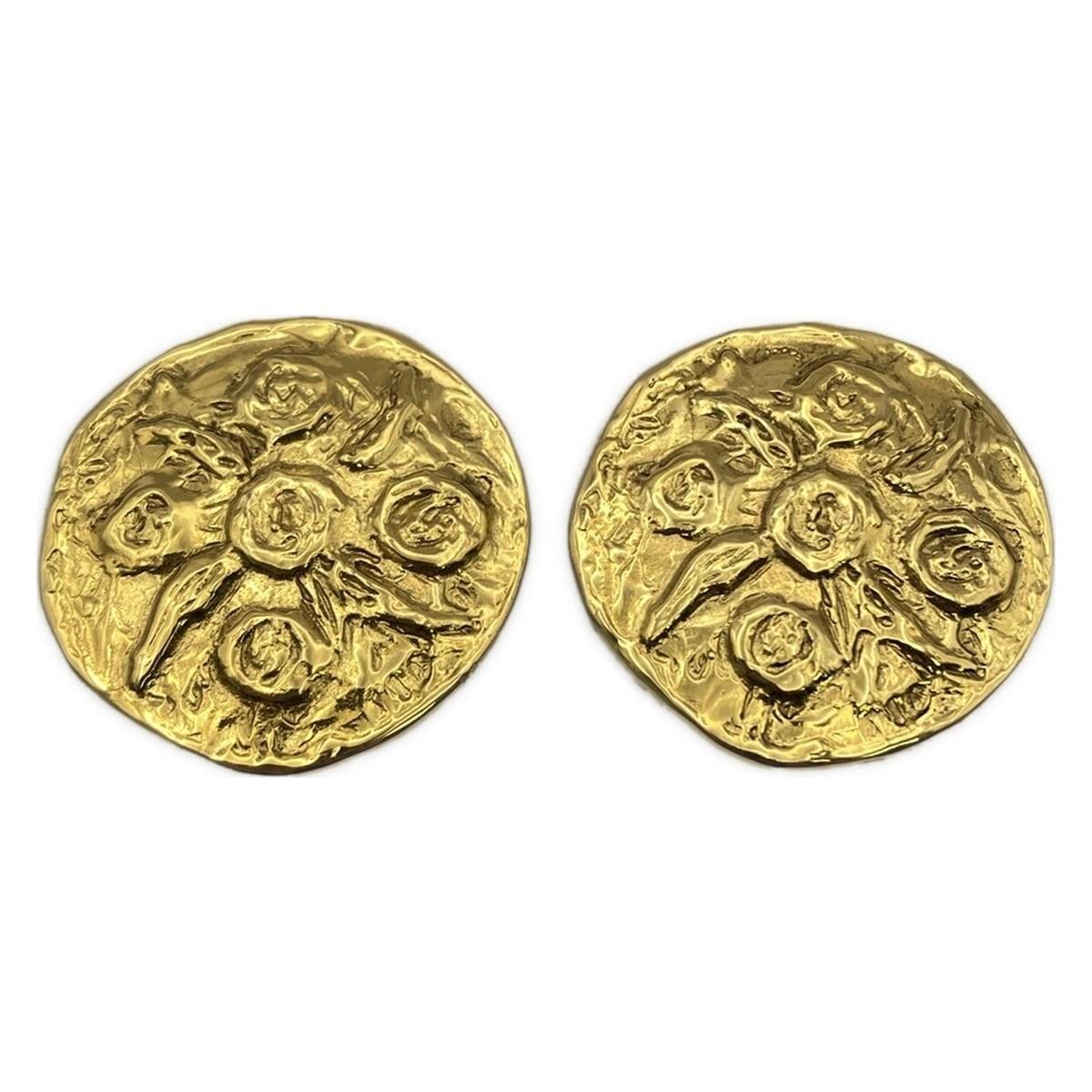 Saint Laurent Earrings Flower YSL Cassandra Gold Authentic