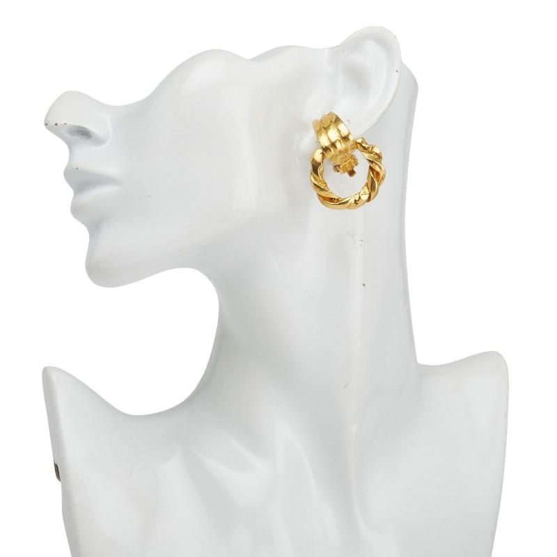 Saint Laurent Earrings Round Circle Swing YSL Cassandra Gold Authentic