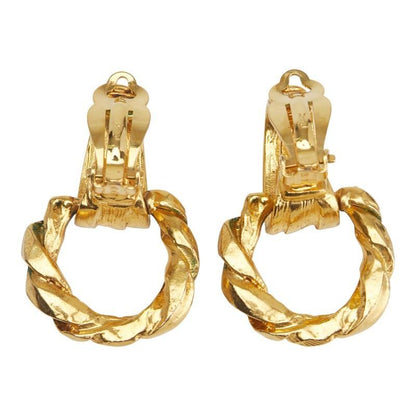 Saint Laurent Earrings Round Circle Swing YSL Cassandra Gold Authentic