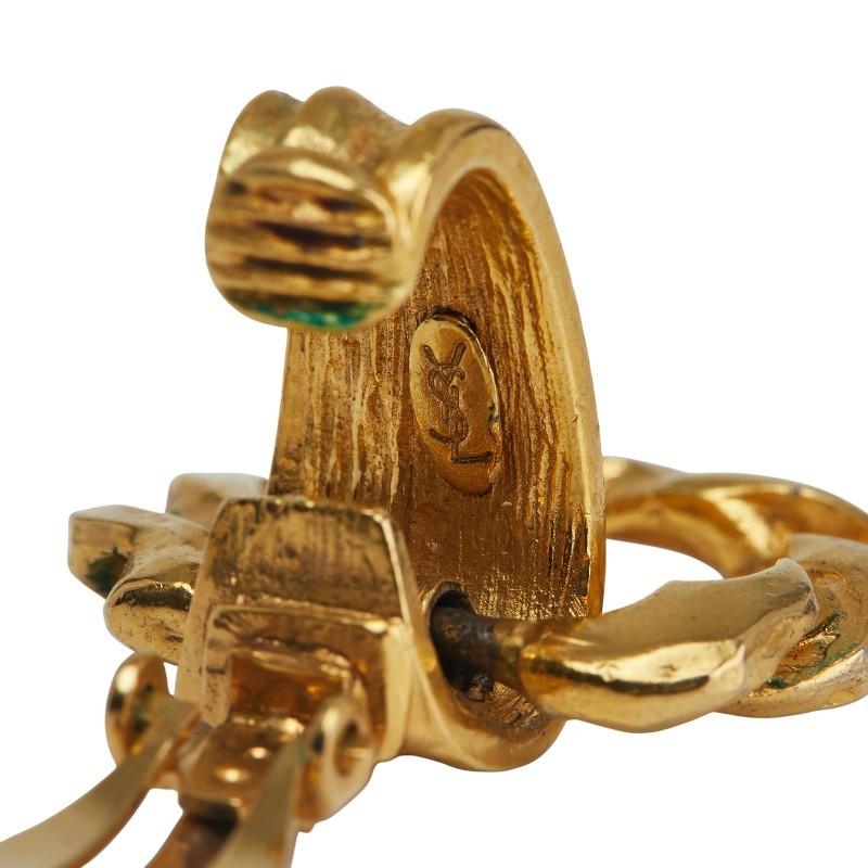 Saint Laurent Earrings Round Circle Swing YSL Cassandra Gold Authentic