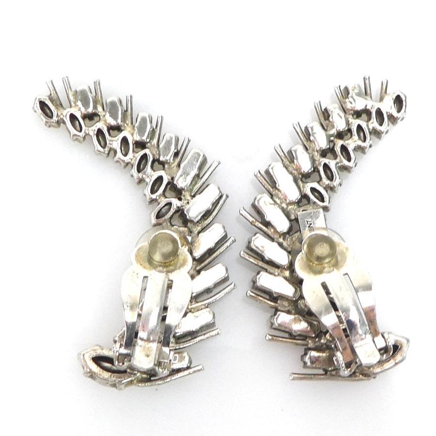 Saint Laurent Earrings Metal Stone Silver Authentic