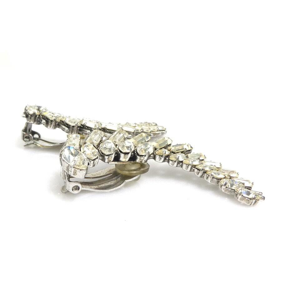 Saint Laurent Earrings Metal Stone Silver Authentic