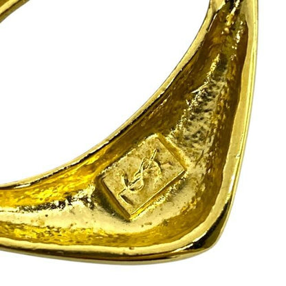 Saint Laurent Necklace Pendant Square GP Rhinestone YSL Cassandra Gold Authentic