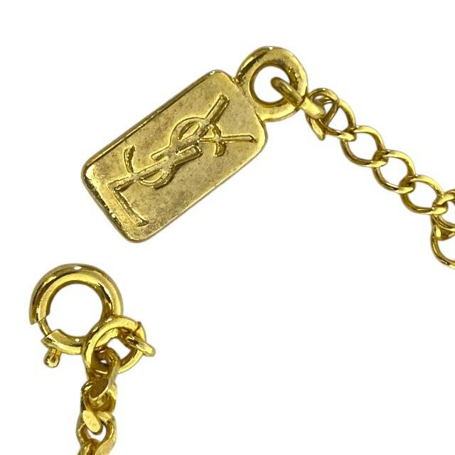 Saint Laurent Necklace Pendant Square GP Rhinestone YSL Cassandra Gold Authentic