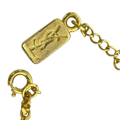 Saint Laurent Necklace Pendant Square GP Rhinestone YSL Cassandra Gold Authentic