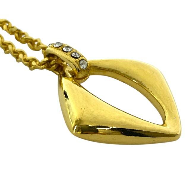 Saint Laurent Necklace Pendant Square GP Rhinestone YSL Cassandra Gold Authentic