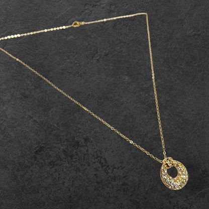 Saint Laurent Necklace Pendant Rhinestone YSL Cassandra Gold Authentic