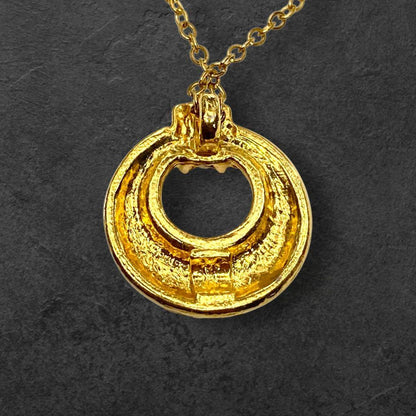 Saint Laurent Necklace Pendant Rhinestone YSL Cassandra Gold Authentic