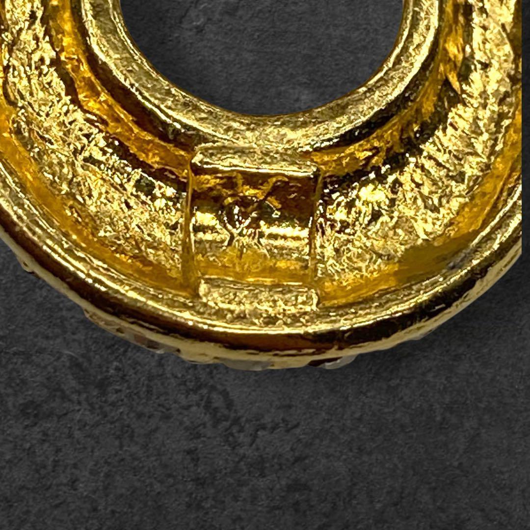 Saint Laurent Necklace Pendant Rhinestone YSL Cassandra Gold Authentic