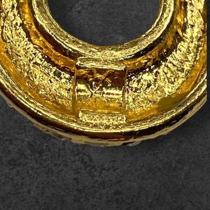 Saint Laurent Necklace Pendant Rhinestone YSL Cassandra Gold Authentic