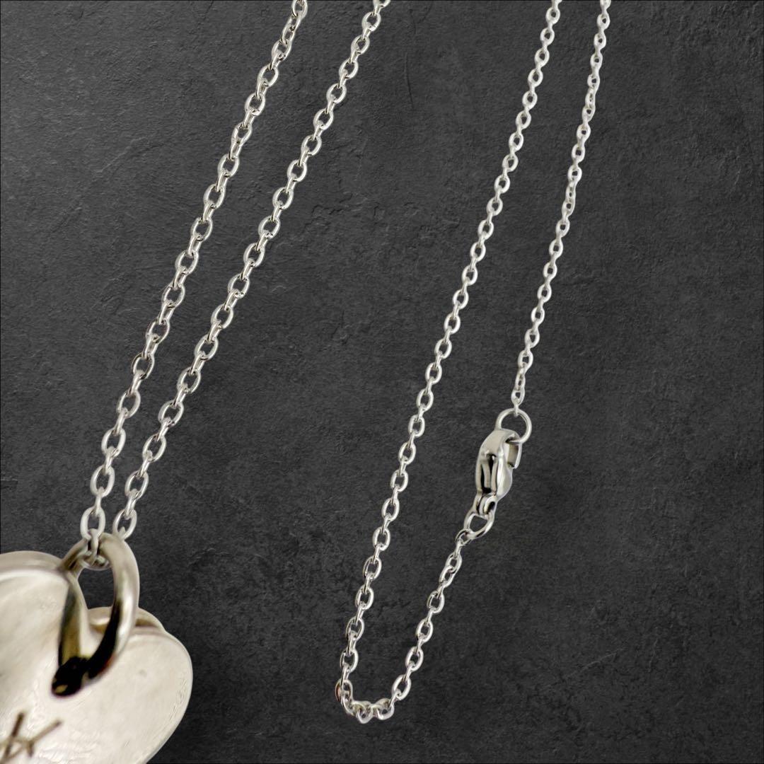 Saint Laurent Necklace Pendant Heart Rhinestone YSL Cassandra Silver Authentic