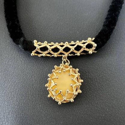 Saint Laurent Necklace Pendant choker YSL Cassandra Gold Black Authentic