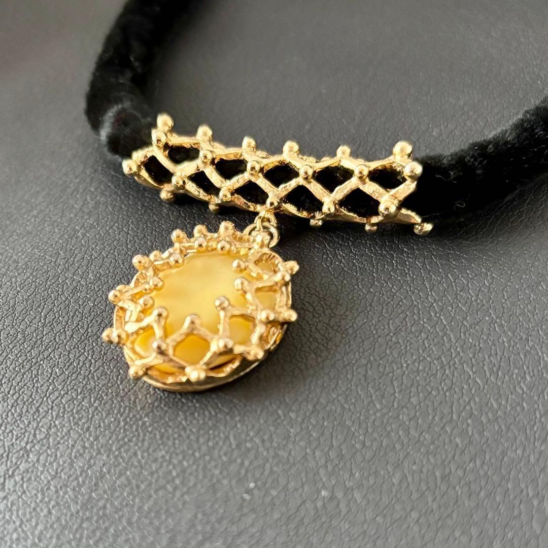 Saint Laurent Necklace Pendant choker YSL Cassandra Gold Black Authentic