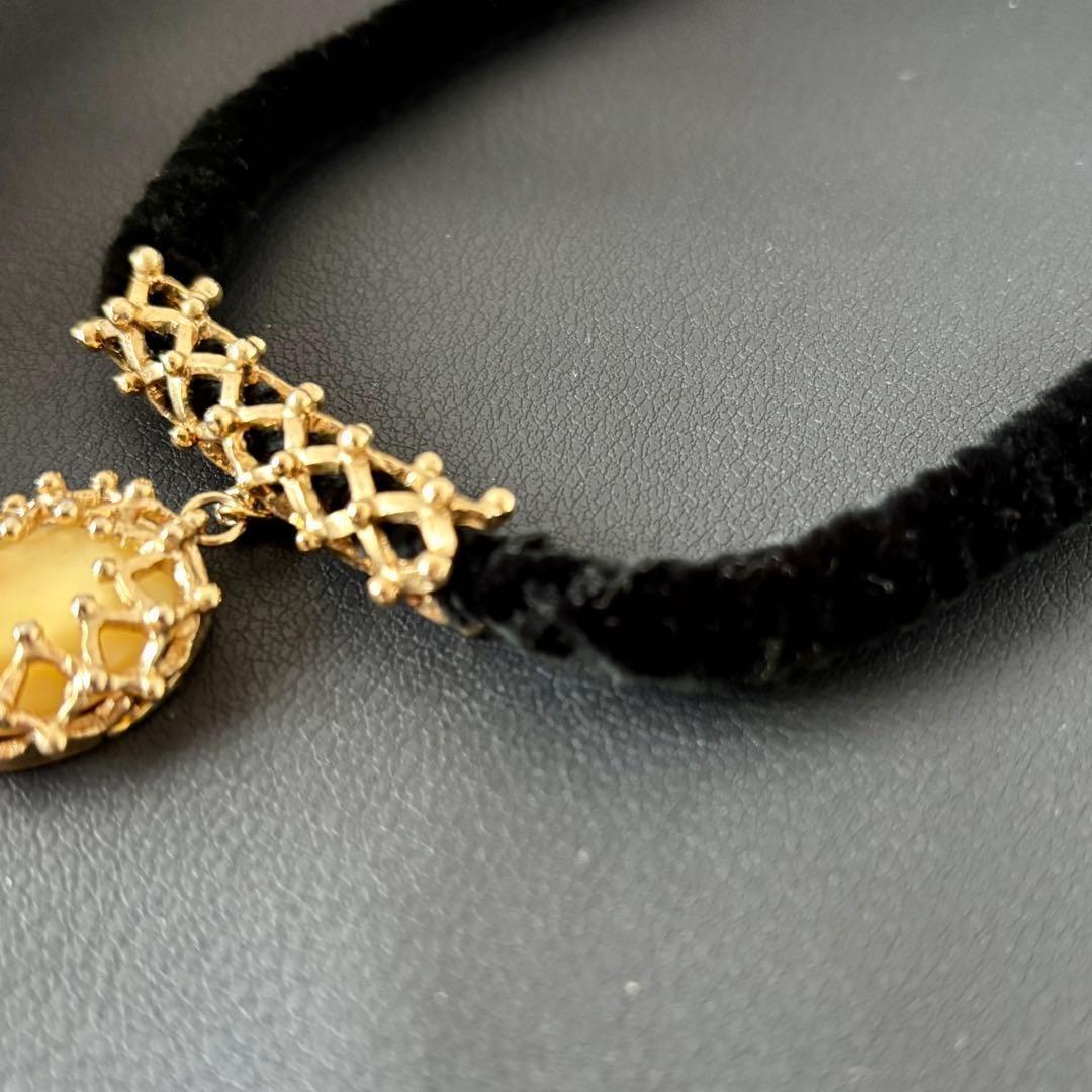 Saint Laurent Necklace Pendant choker YSL Cassandra Gold Black Authentic