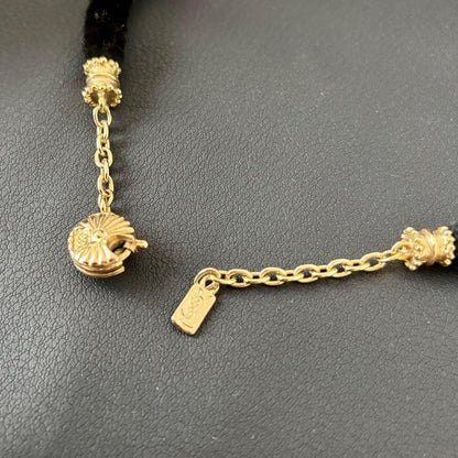 Saint Laurent Necklace Pendant choker YSL Cassandra Gold Black Authentic