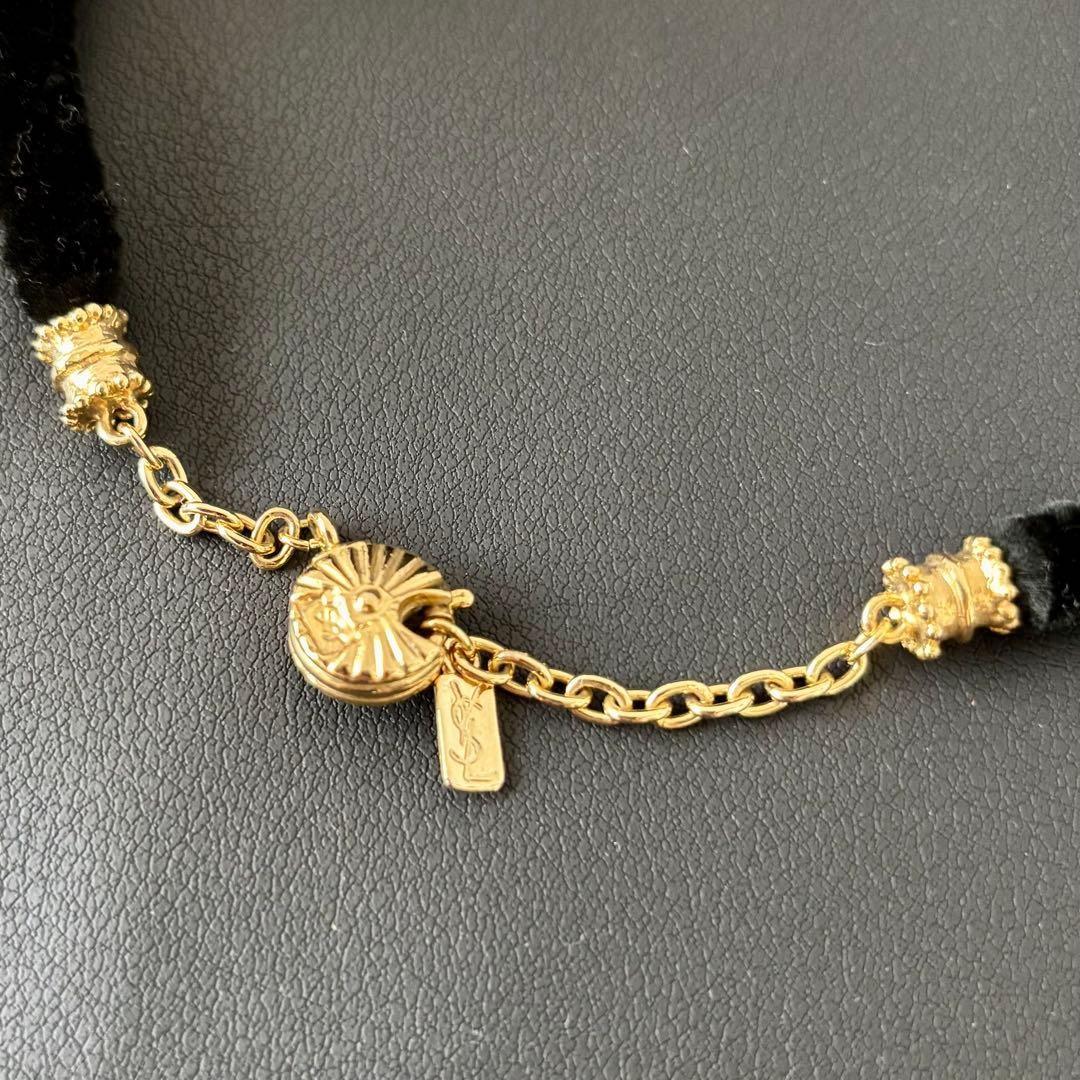 Saint Laurent Necklace Pendant choker YSL Cassandra Gold Black Authentic