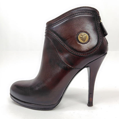 GUCCI Short Boots Shoes EU 36.5 US 6.5 Leather Brown Authentic