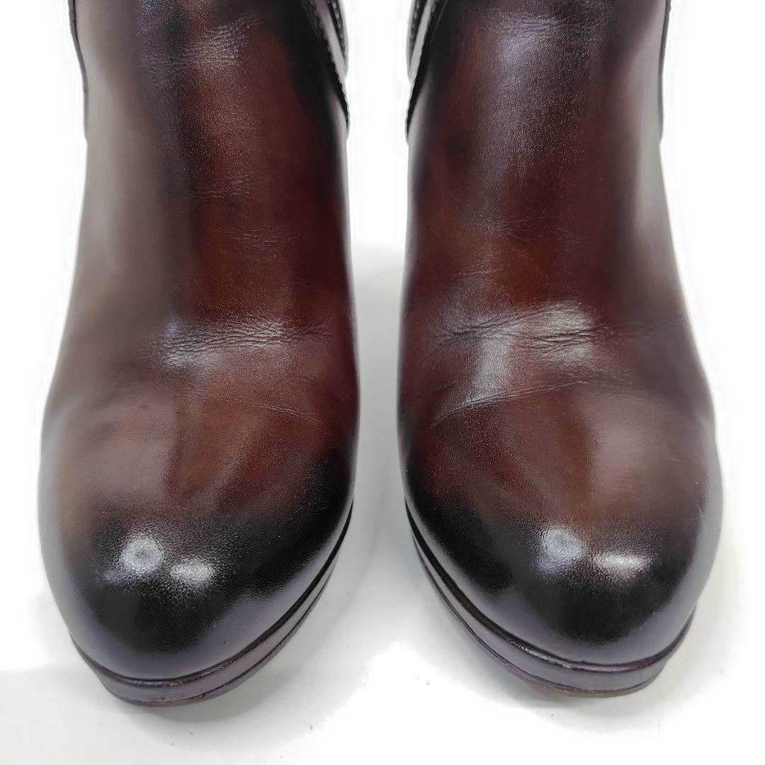 GUCCI Short Boots Shoes EU 36.5 US 6.5 Leather Brown Authentic