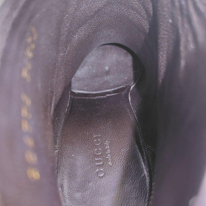 GUCCI Short Boots Shoes EU 36.5 US 6.5 Leather Brown Authentic