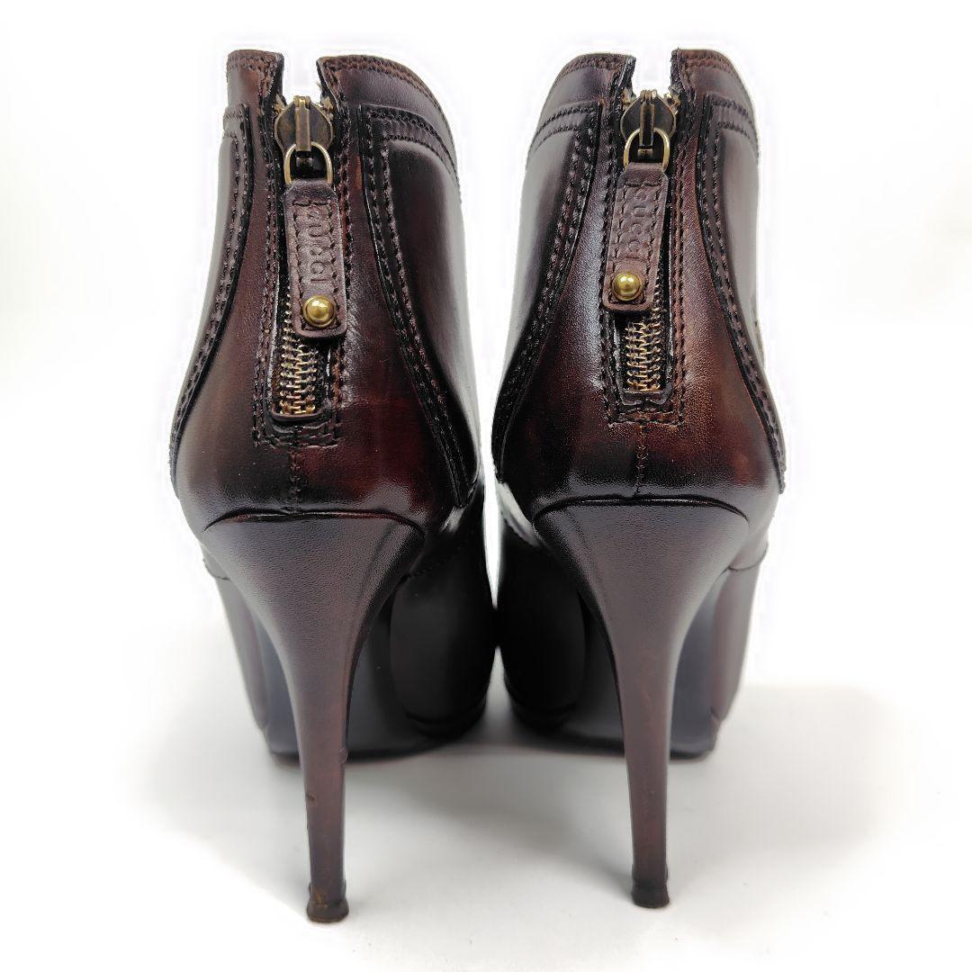 GUCCI Short Boots Shoes EU 36.5 US 6.5 Leather Brown Authentic