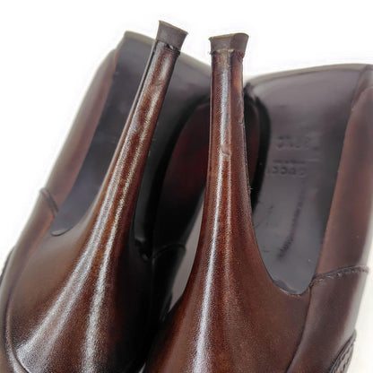 GUCCI Short Boots Shoes EU 36.5 US 6.5 Leather Brown Authentic