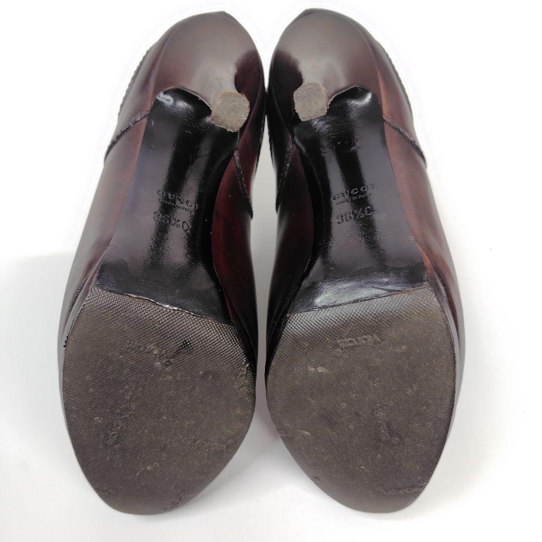 GUCCI Short Boots Shoes EU 36.5 US 6.5 Leather Brown Authentic