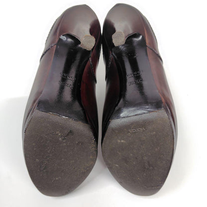 GUCCI Short Boots Shoes EU 36.5 US 6.5 Leather Brown Authentic