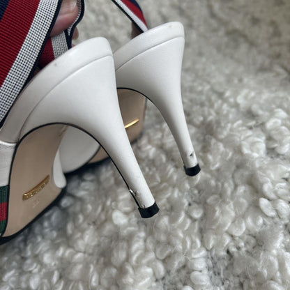 GUCCI Shoes Pumps Heel Bee EU 36 US 6 White Authentic