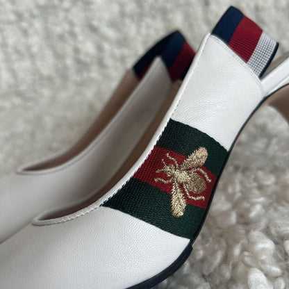GUCCI Shoes Pumps Heel Bee EU 36 US 6 White Authentic