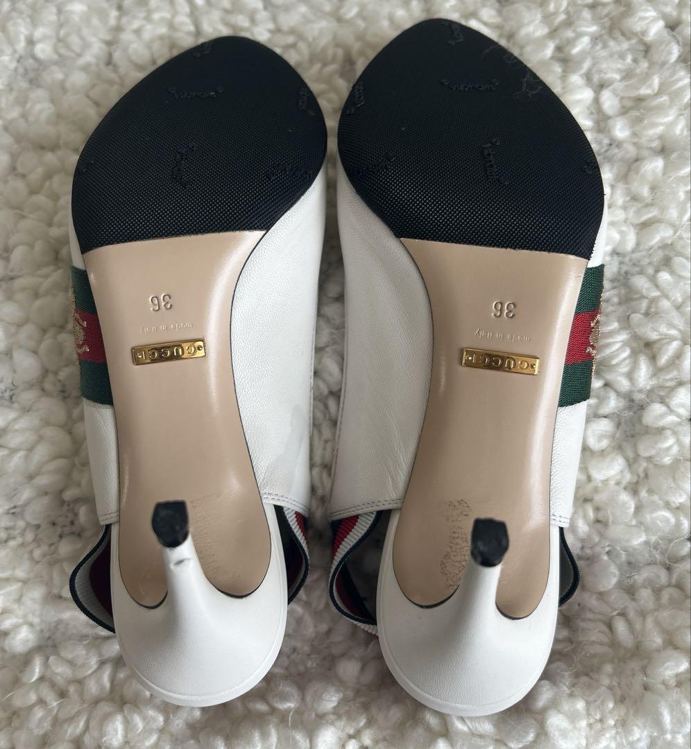 GUCCI Shoes Pumps Heel Bee EU 36 US 6 White Authentic