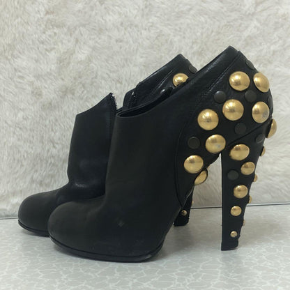 GUCCI Short Boots Bootie Shoes EU 36.5 US 6.5 Leather Black Authentic