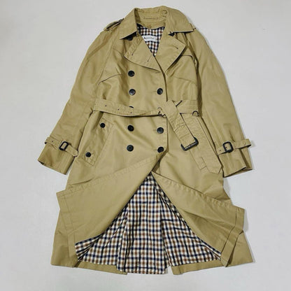 Aquascutum Trench Coat Club Check Asian fit M US size S Beige Authentic